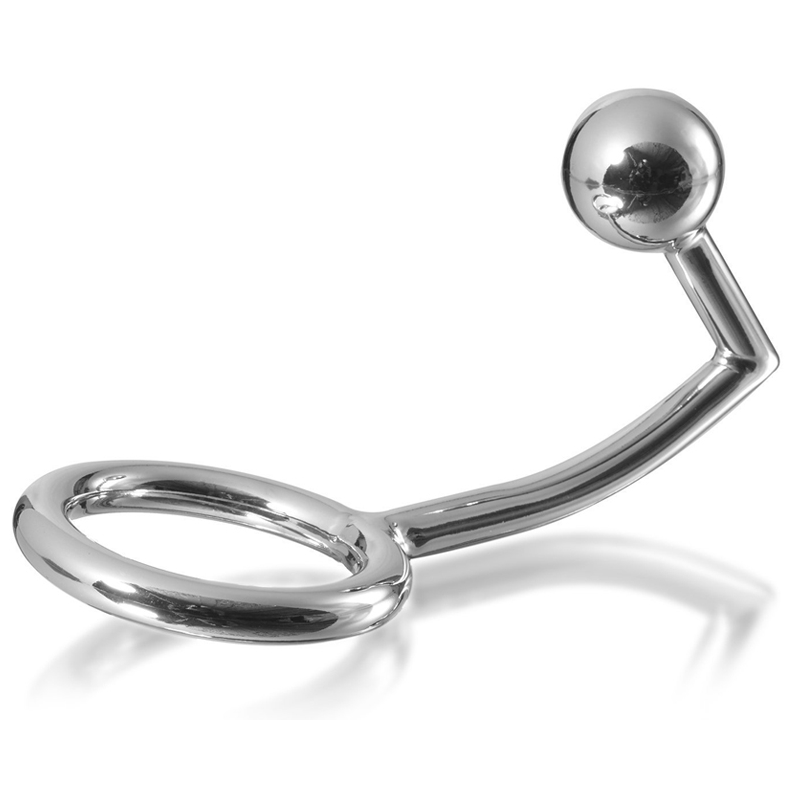 METAL HARD - ANEL PARA PÊNIS COM GANCHO INTRUSOR ANAL 40MM - Sex Shop Sexy