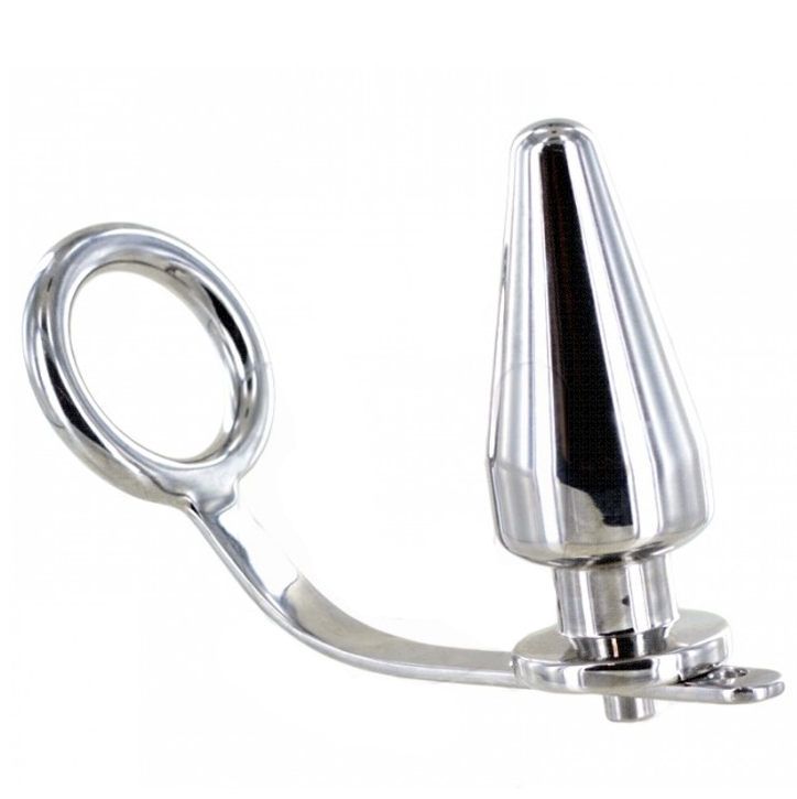 METAL HARD - ANEL EM AÇO COM PLUG ANAL 80 X 55MM - Sex Shop Sexy