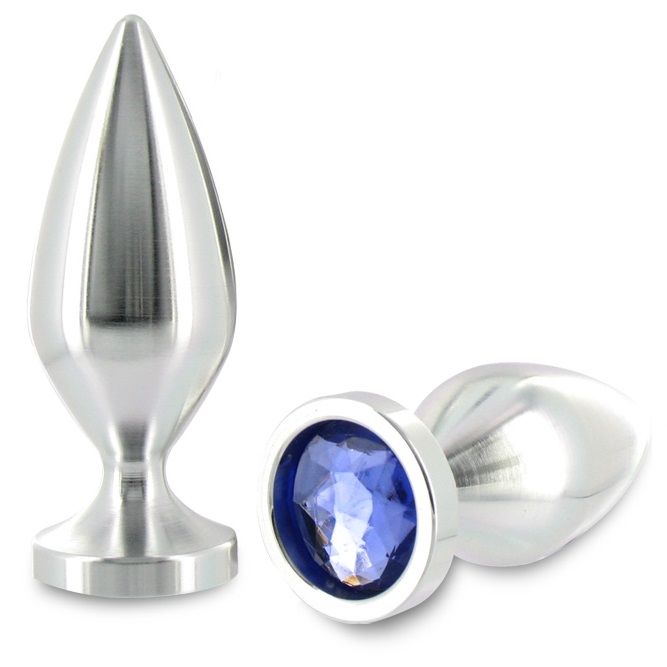 METAL HARD - PLUG ANAL EM ALUMÍNIO COM CRISTAL COLORIDO GRANDE 10.16 CM - Sex Shop Sexy