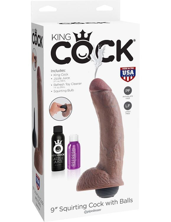 KING COCK - PÉNIS REALISTA EJACULADOR CASTANHO 22,86 CM - Sex Shop Sexy