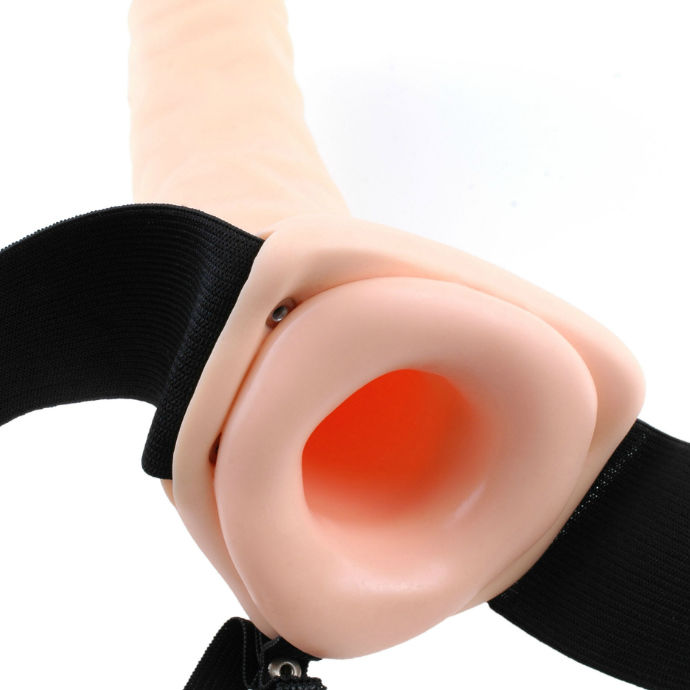 FETISH FANTASY SERIES - 19 CM VIBRADOR HUECO STRAP-ON MARRÓN