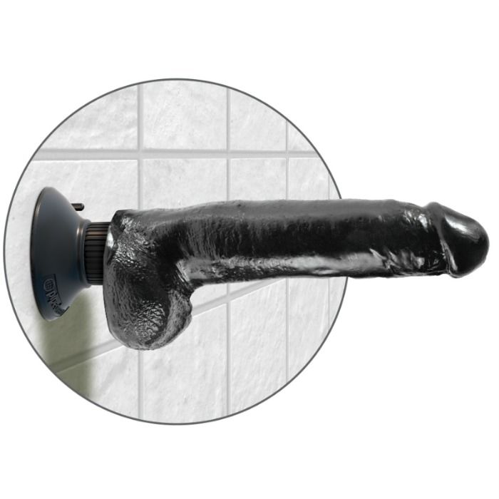 KING COCK - DILDO VIBRANTE COM TESTÍCULOS 23 CM NEGRO