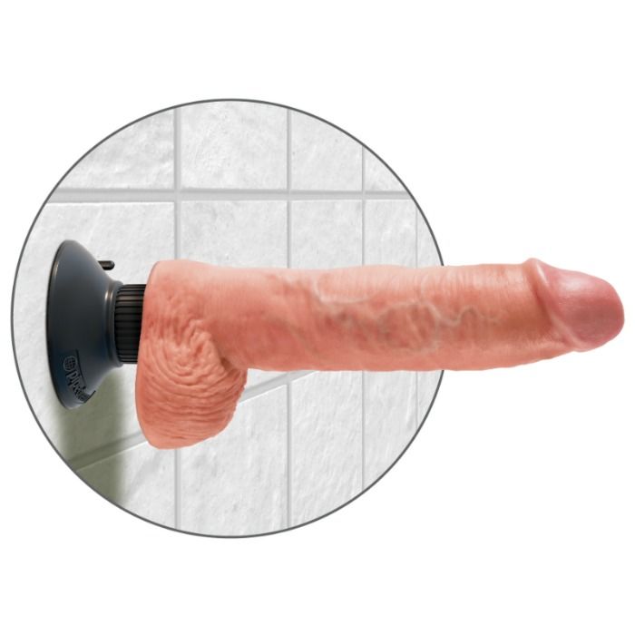 KING COCK - DILDO VIBRANTE CON TESTÍCULOS 25.5 CM COLOR NATURAL