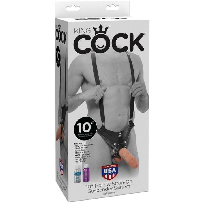 KING COCK - ARNÊS COM DILDO OCO 25.5 CM TOM NATURAL - Sex Shop Sexy