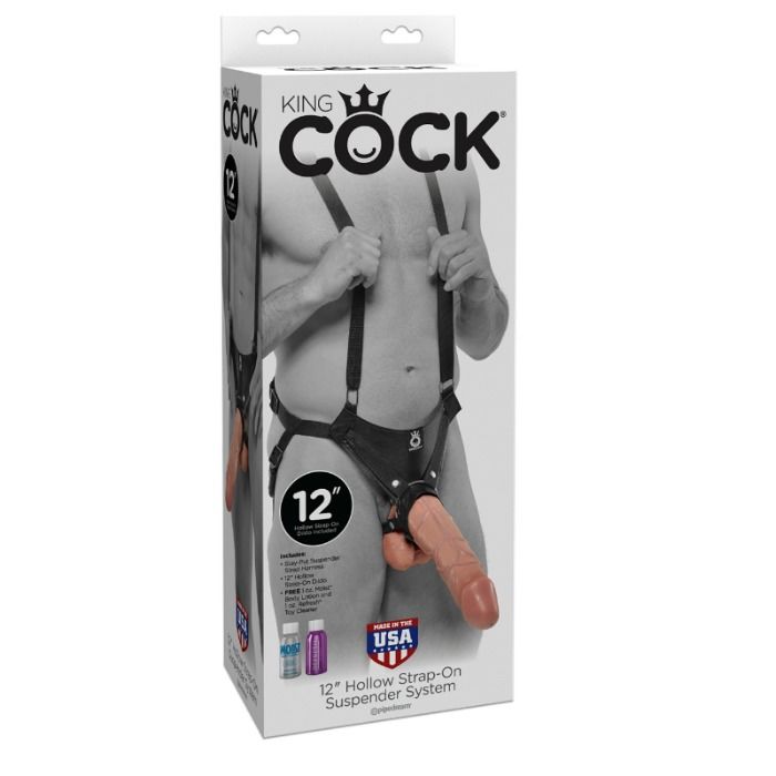 KING COCK - ARNÊS COM DILDO OCO 30.5 CM TOM NATURAL - Sex Shop Sexy