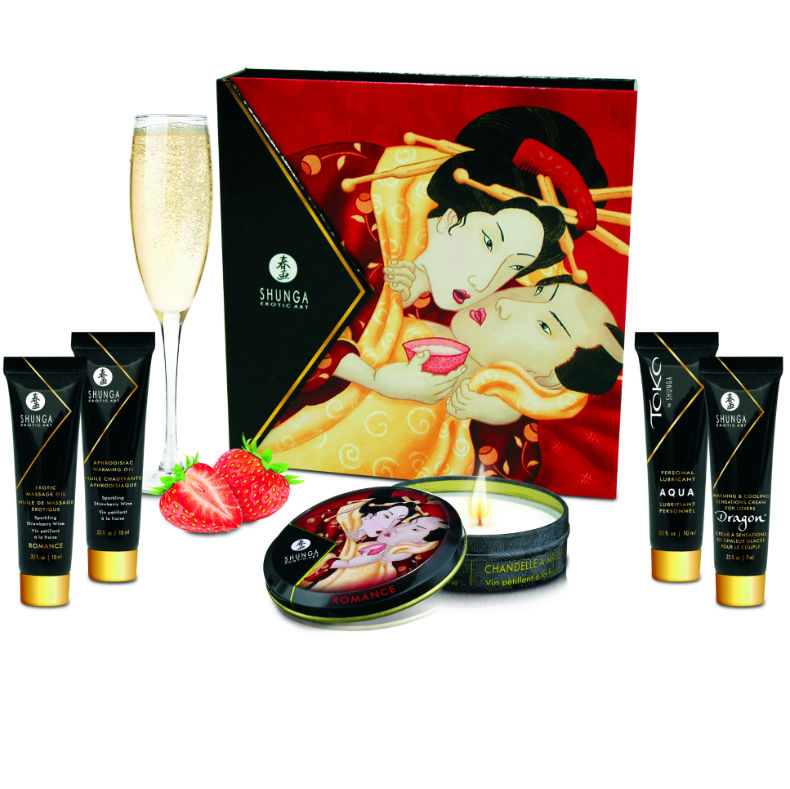 SHUNGA - KIT SECRET GEISHA MORANGO E ESPUMANTE - Sex Shop Sexy