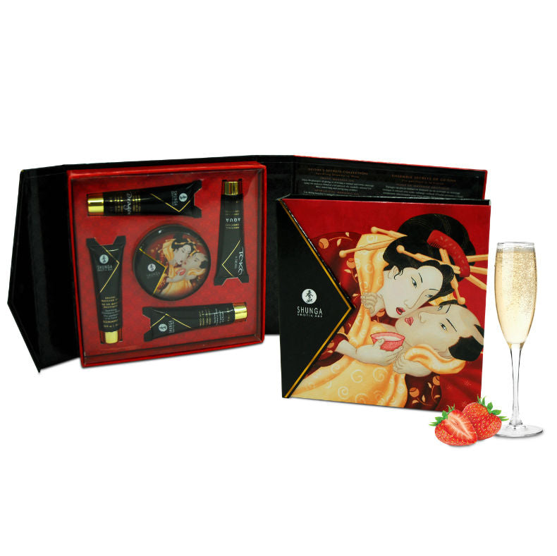 SHUNGA - KIT SECRET GEISHA MORANGO E ESPUMANTE - Sex Shop Sexy