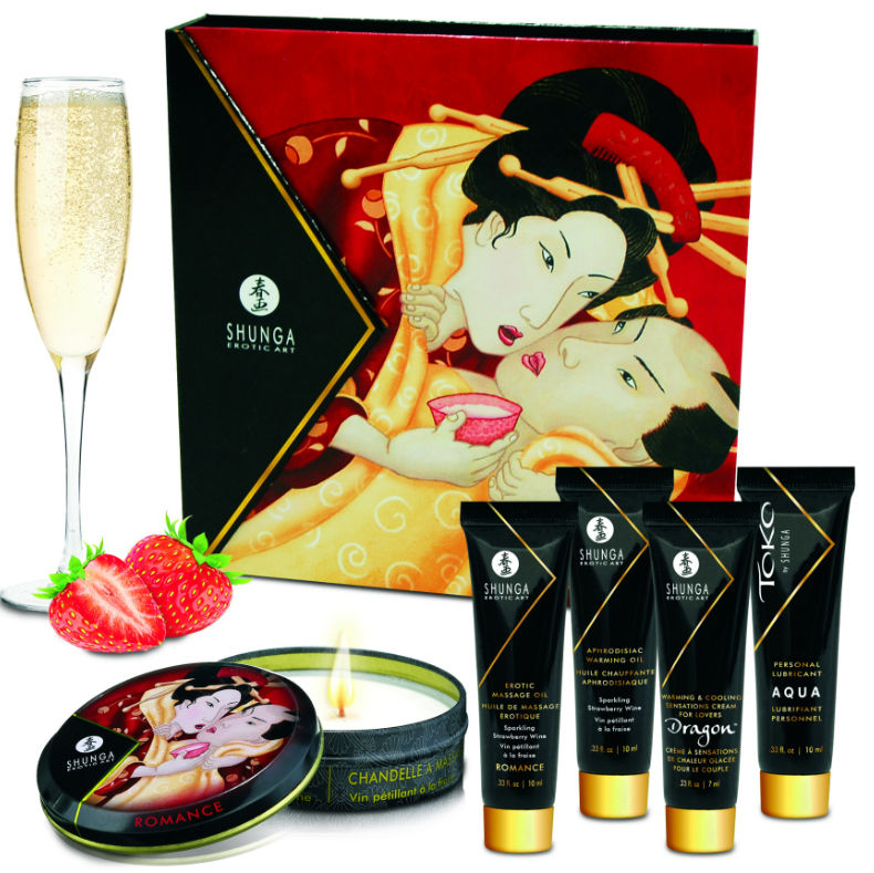 SHUNGA - KIT SECRET GEISHA MORANGO E ESPUMANTE - Sex Shop Sexy
