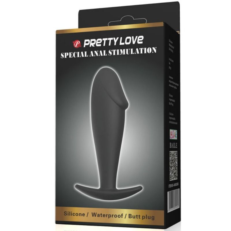 PRETTY LOVE - PLUG ANAL EM SILICONE FORMATO PÊNIS PRETO - Sex Shop Sexy