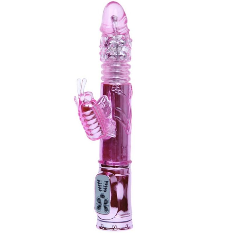 BAILE - VIBRADOR RECARREGÁVEL COM ROTAÇÃO E ESTIMULADOR THROBBING BUTTERFLY - Sex Shop Sexy