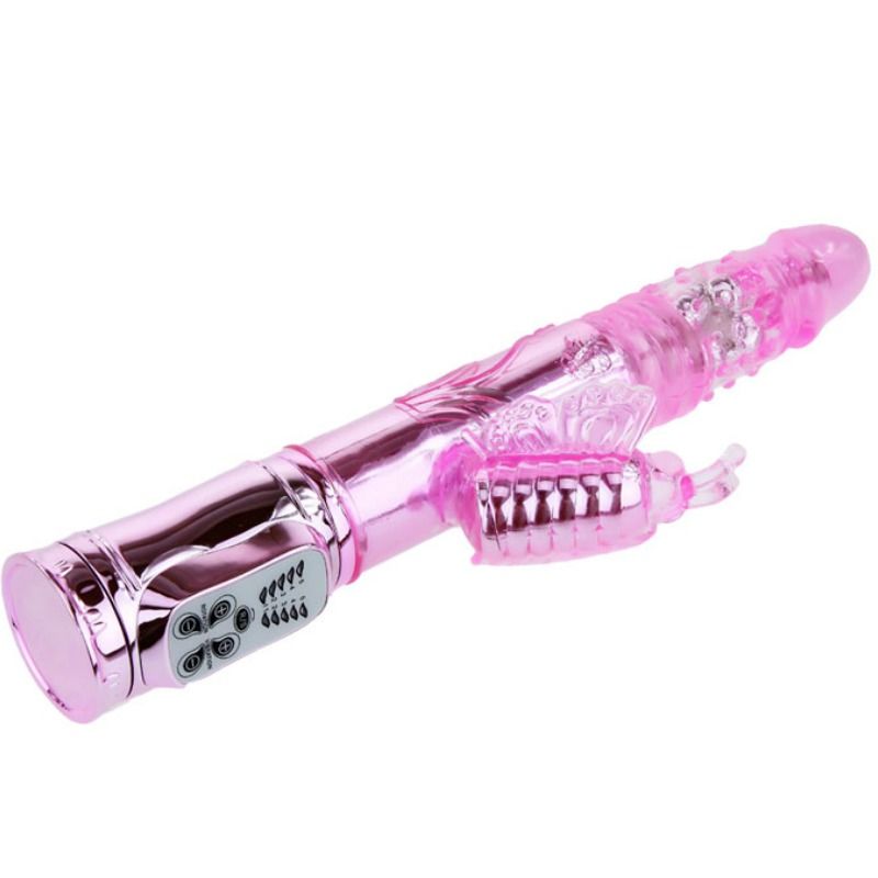 BAILE - VIBRADOR RECARREGÁVEL COM ROTAÇÃO E ESTIMULADOR THROBBING BUTTERFLY - Sex Shop Sexy