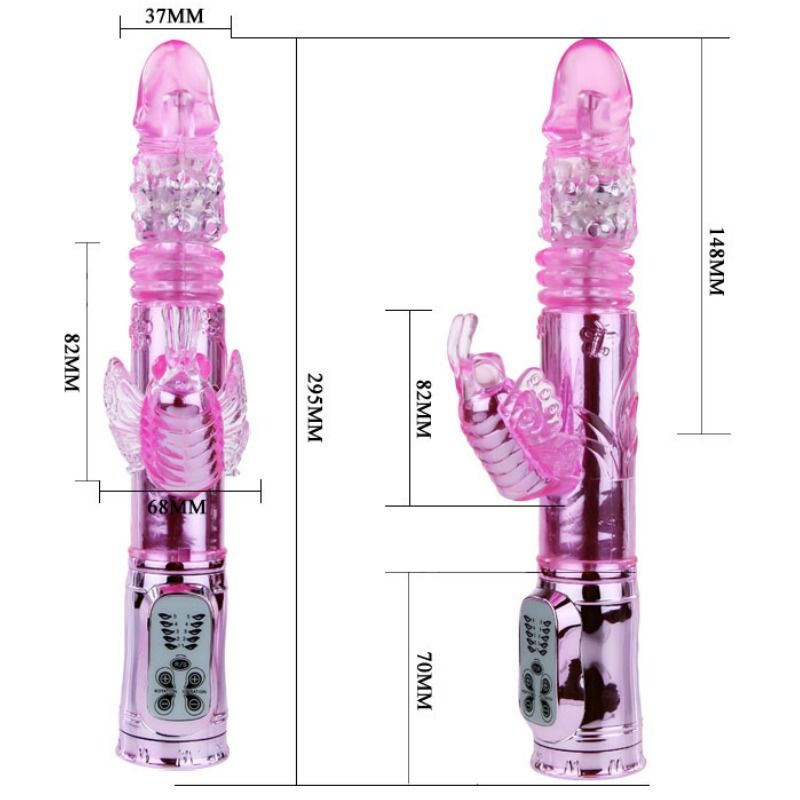 BAILE - VIBRADOR RECARREGÁVEL COM ROTAÇÃO E ESTIMULADOR THROBBING BUTTERFLY - Sex Shop Sexy