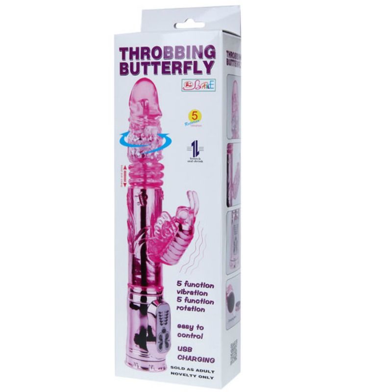 BAILE - VIBRADOR RECARREGÁVEL COM ROTAÇÃO E ESTIMULADOR THROBBING BUTTERFLY - Sex Shop Sexy