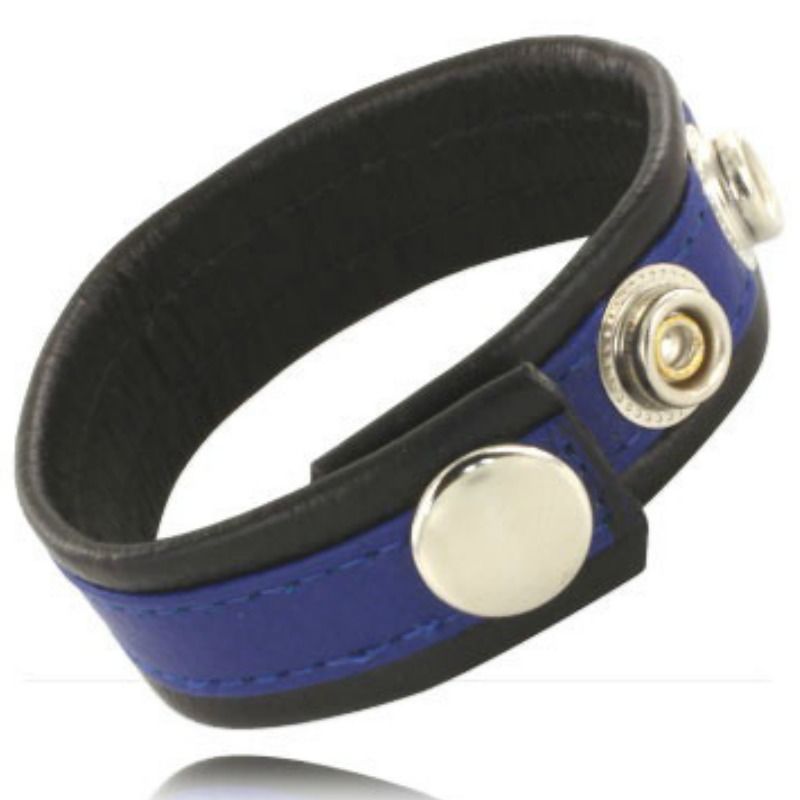 BODY DE PIEL - CINTA DE COURO AJUSTVEL PARA PÊNIS AZUL-PRETO
