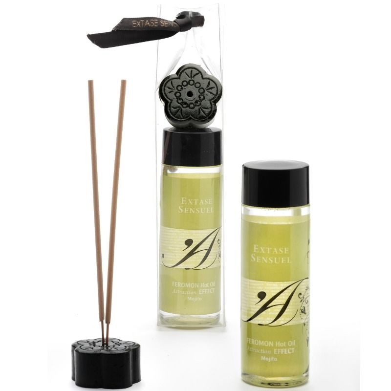 EXTASE SENSUAL - ÓLEO DE MASSAGEM EFEITO CALOR COM FEROMONAS MOJITO 100 ML - Sex Shop Sexy
