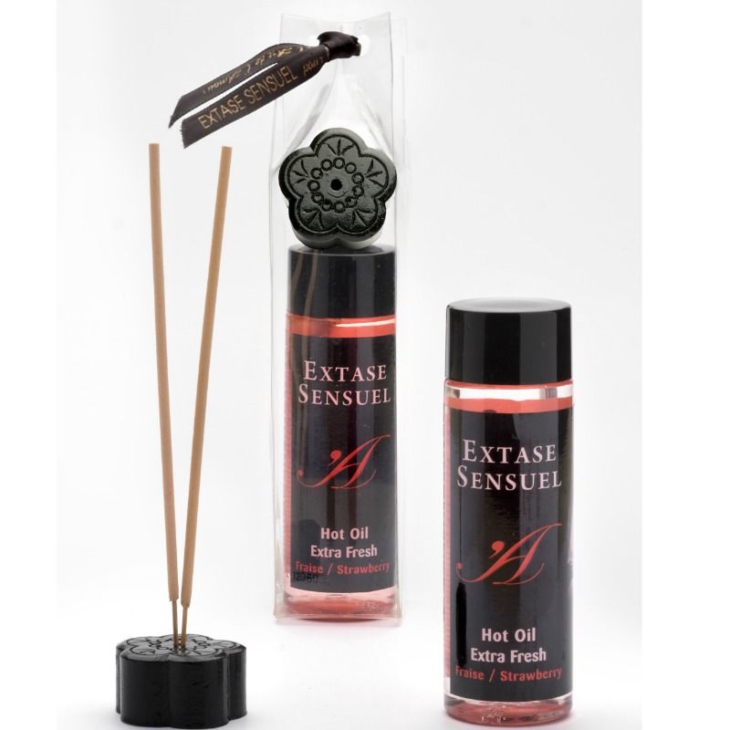 EXTASE SENSUAL - ÓLEO DE MASSAGEM EFEITO EXTRA FRESH MORANGO 100 ML - Sex Shop Sexy