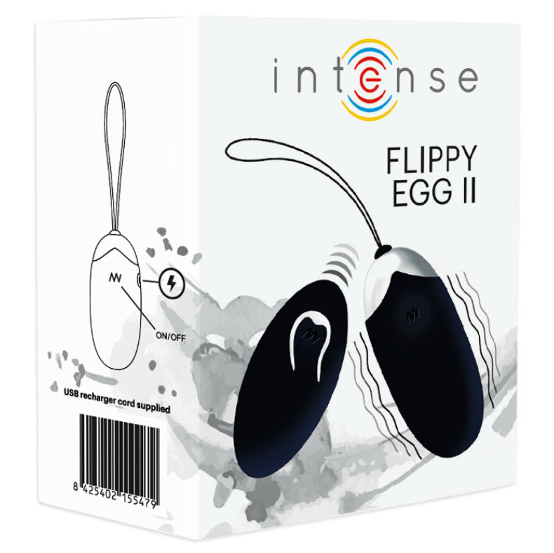 INTENSE - FLIPPY II OVO RECARREGÁVEL COM CONTROLO REMOTO NEGRO - Sex Shop Sexy