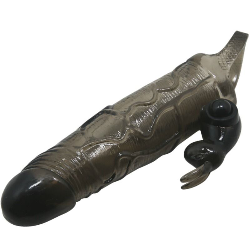 BAILE - BRAVE MAN CAPA REALISTA PARA PÊNIS COM COELHO 16.5 CM NEGRO - Sex Shop Sexy
