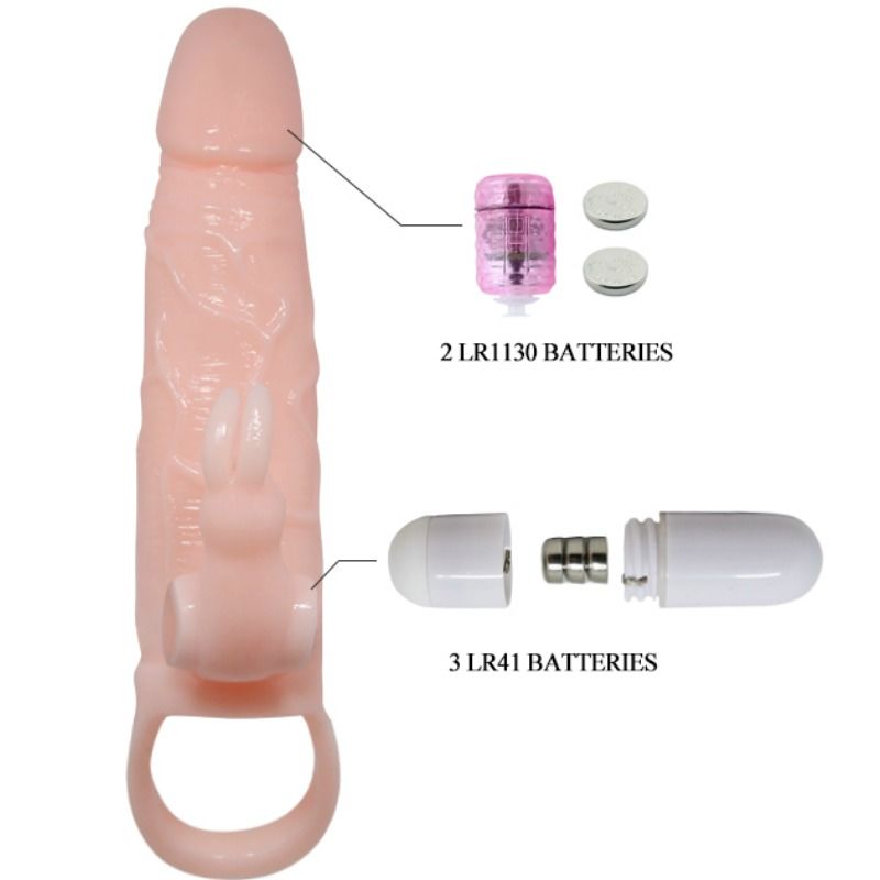 BAILE - FUNDA PARA PENE BRAVE MAN CON CONEJO Y VIBRACIÓN DUAL DE 16.5 CM