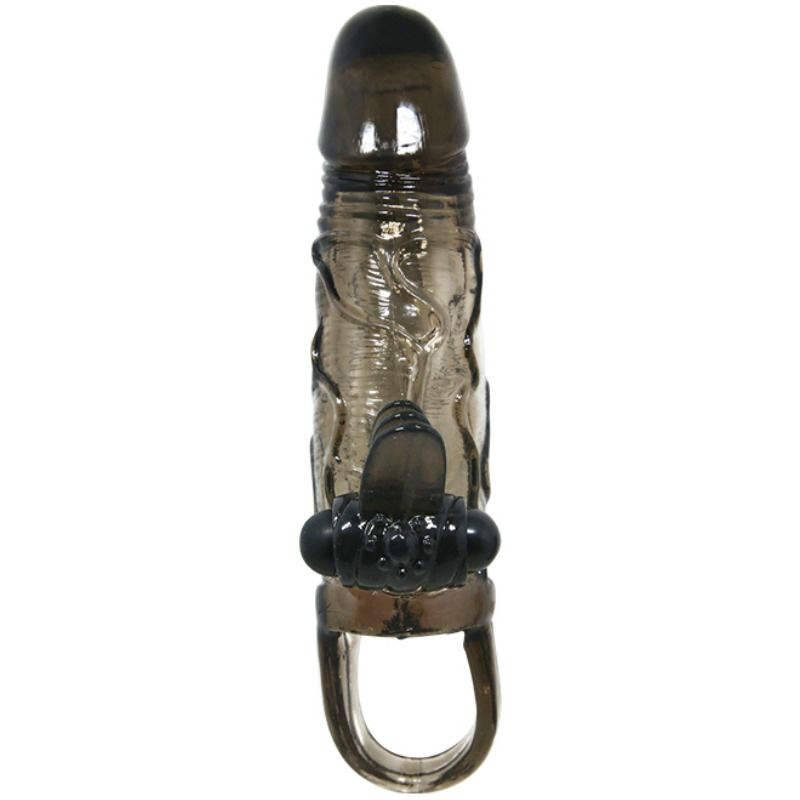 BAILE - CAPA PARA PÉNIS BRAVE MAN CON ESTIMULACIÓN CLITORIAL Y ANAL DOBLE BALA NEGRA 16.5 CM