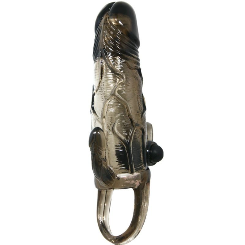 BAILE - CAPA PARA PÉNIS BRAVE MAN CON ESTIMULACIÓN CLITORIAL Y ANAL DOBLE BALA NEGRA 16.5 CM