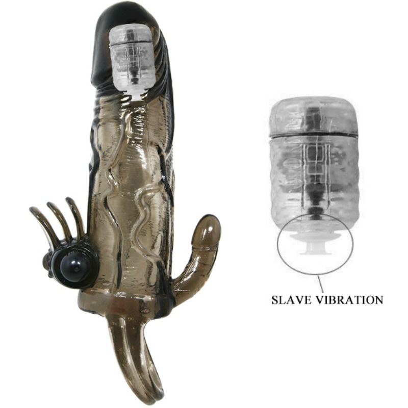BAILE - BRAVE MAN CAPA PARA PÊNIS ANAL E CLITORIS VIBRADOR 16.5 CM PRETO - Sex Shop Sexy