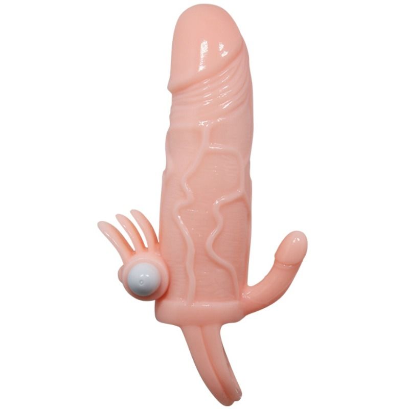 BAILE - BRAVE MAN CAPA PARA PÊNIS ANAL E CLITÓRIS VIBRADOR 16.5 CM NATURAL - Sex Shop Sexy