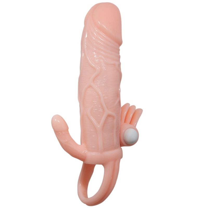 BAILE - BRAVE MAN CAPA PARA PÊNIS ANAL E CLITÓRIS VIBRADOR 16.5 CM NATURAL - Sex Shop Sexy