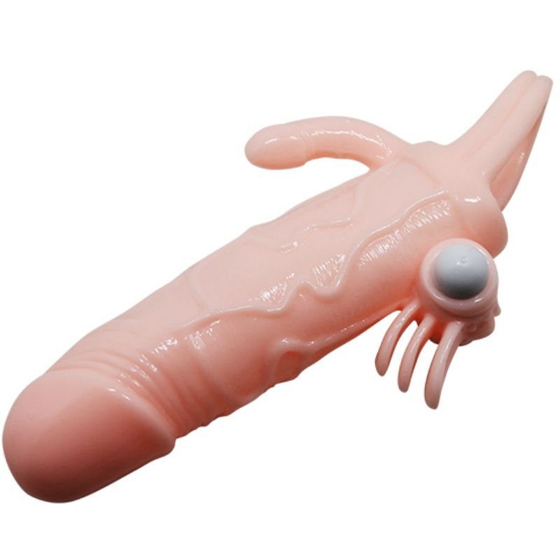 BAILE - BRAVE MAN CAPA PARA PÊNIS ANAL E CLITÓRIS VIBRADOR 16.5 CM NATURAL - Sex Shop Sexy