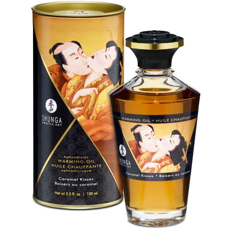 SHUNGA - ÓLEO DE MASSAGEM EFEITO CALOR SABOR CARAMELO 100 ML - Sex Shop Sexy