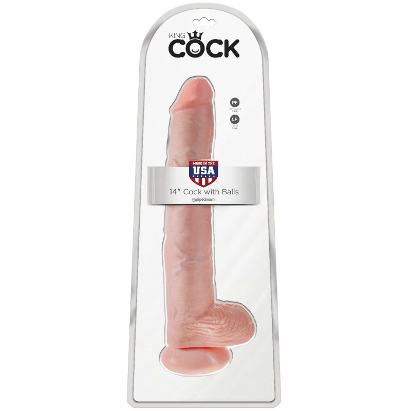 KING COCK - DILDO REALISTA COM TESTÍCULOS 35.6 CM NATURAL - Sex Shop Sexy