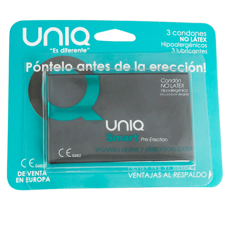UNIQ - SMART PRESERVATIVOS PRÉ-EREÇÃO SEM LÁTEX 3 UNIDADES - Sex Shop Sexy