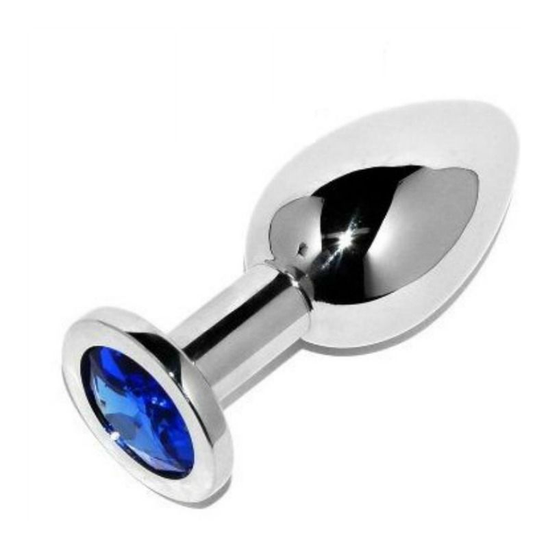 METAL DURO - PLUG ANAL DIAMANTE AZUL PEQUENO 5,71CM