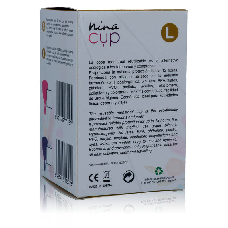NINA KIKÍ - COPO MENSTRUAL ROSA - TAMANHO L - Sex Shop Sexy
