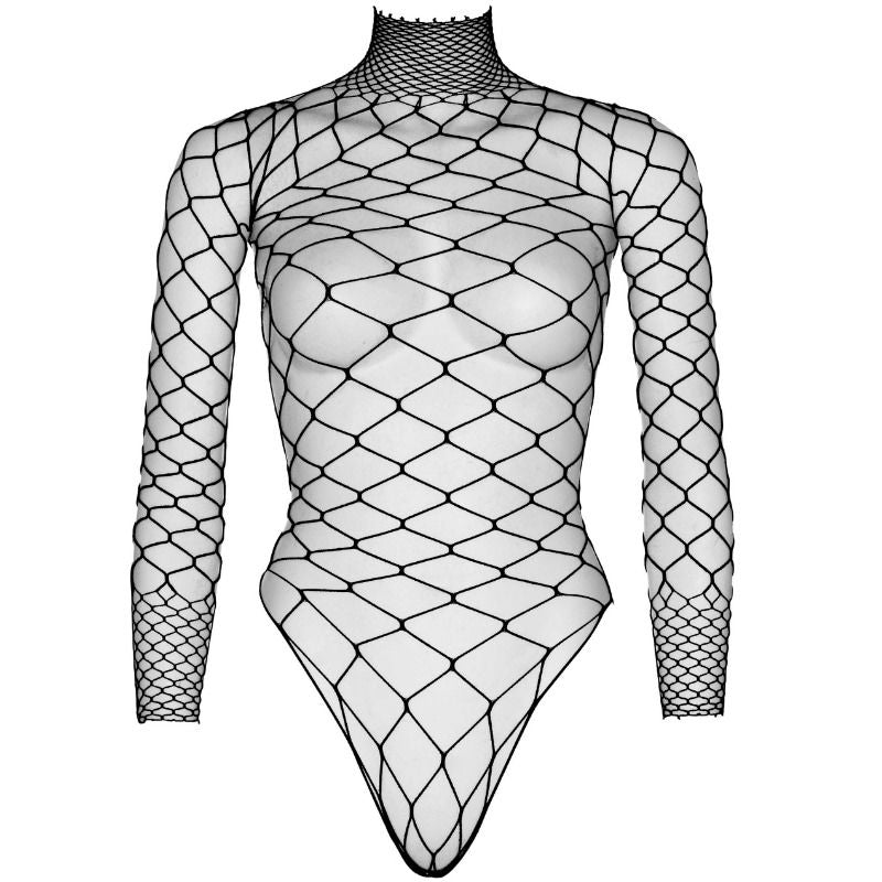LEG AVENUE - TEDDY BODY EM REDE MANGA COMPRIDA PRETO S/M - Sex Shop Sexy