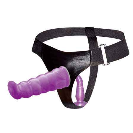 BAILE - ARNÊS ANAL E VAGINAL FEMININO LILÁS PONTO G 17 CM