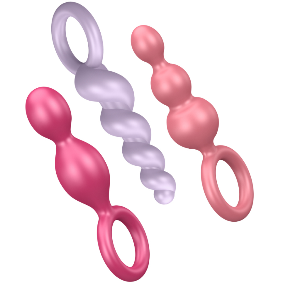SATISFYER - CONJUNTO DE 3 PLUGS ANAIS TRICOLOR - Sex Shop Sexy