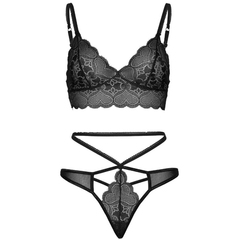 LEG AVENUE - CONJUNTO 2 PEÇAS COM TANGA DUPLA ALÇA S/M PRETO
