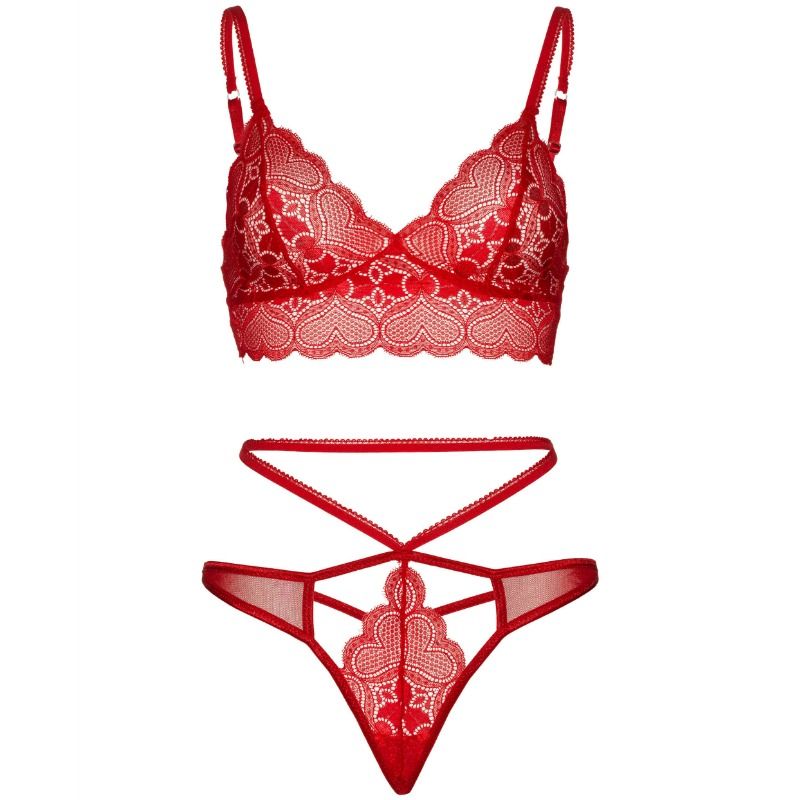 LEG AVENUE - CONJUNTO 2 PEÇAS COM TANGA DUPLA ALÇA S/M VERMELHO
