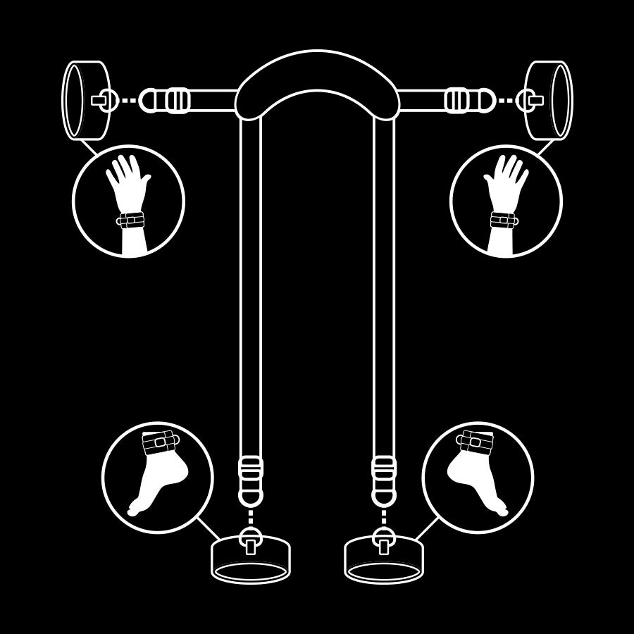 FETISH SUBMISSIVE - POSICIÓN MAESTRO CON 4 ALGEMAS REVESTIDAS CON NOPRENE