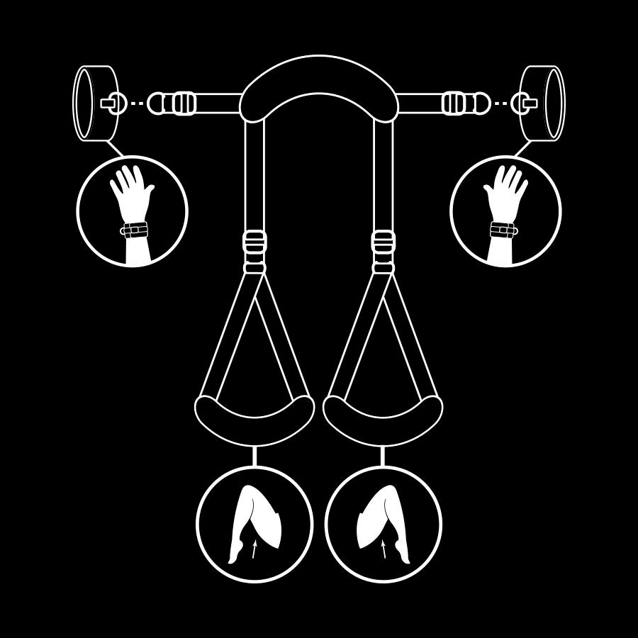 FETISH SUBMISSIVE - POSIÇÃO PERNAS ABERTAS COM ALGEMAS COM FORRO NEOPRENO - Sex Shop Sexy