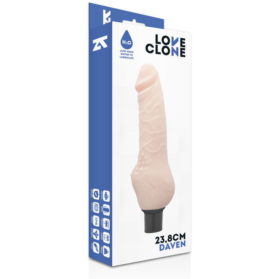 LOVECLONE - DAVEN AUTO LUBRICACIÓN REALÍSTICA 23.8 CM -O- 3.8 CM