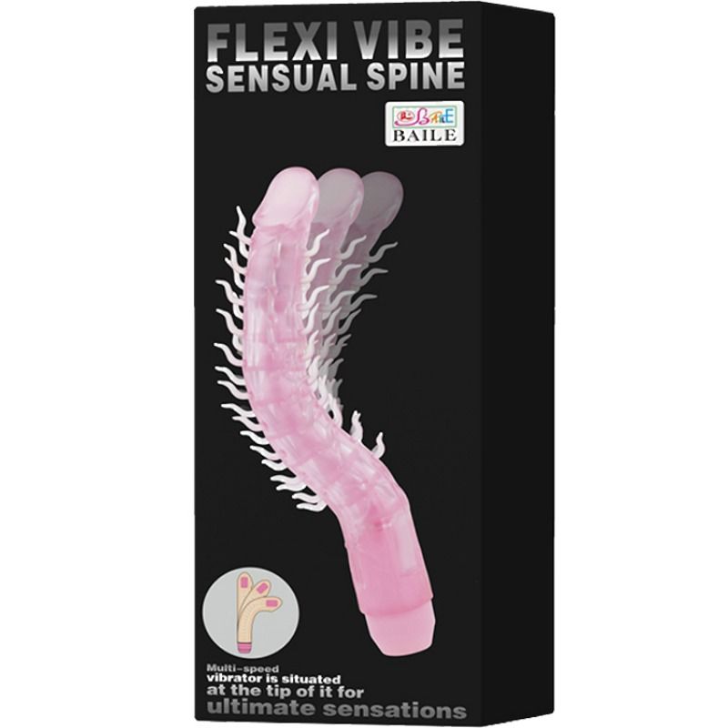 BAILE - FLEXI VIBE SENSUAL SPINE DILDO VIBRATÓRIO FLEXÍVEL LILÁS 23,5 CM - Sex Shop Sexy