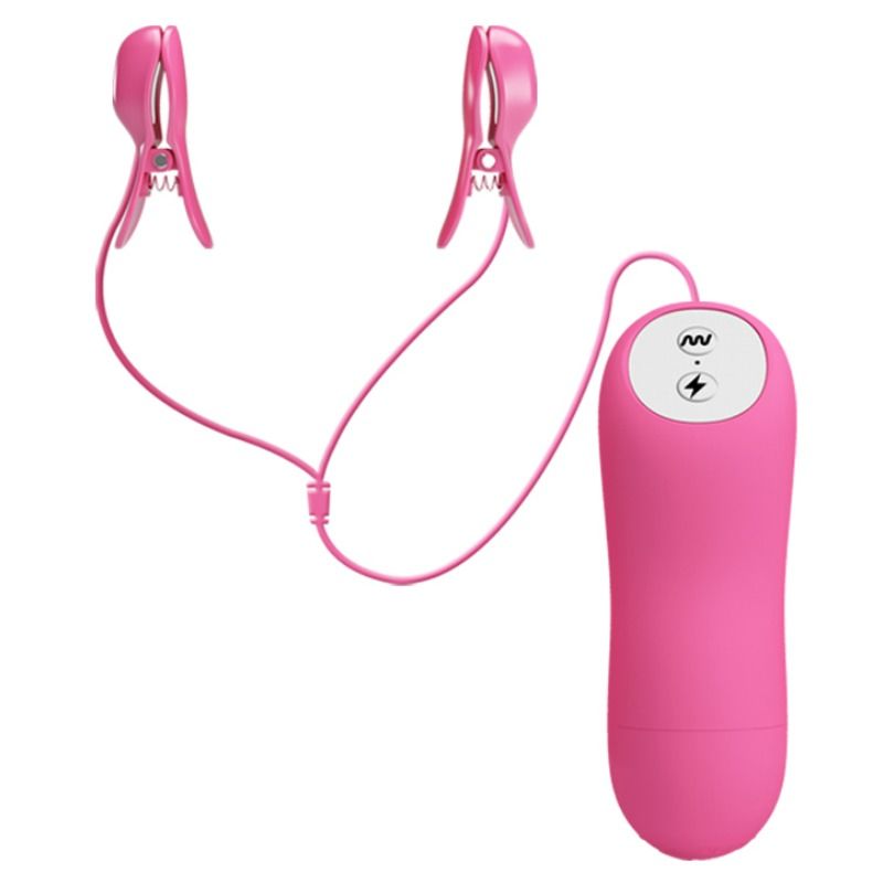 BAILE - PINÇAS ROMANTIC WAVE COM VIBRAÇÃO E ELETROCHOQUE FÚCSIA - Sex Shop Sexy
