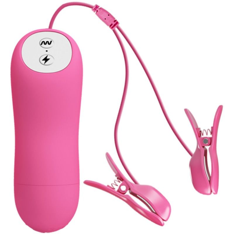 BAILE - PINÇAS ROMANTIC WAVE COM VIBRAÇÃO E ELETROCHOQUE FÚCSIA - Sex Shop Sexy