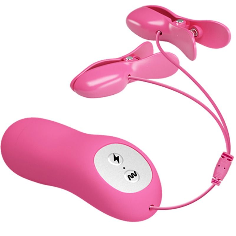 BAILE - PINÇAS ROMANTIC WAVE COM VIBRAÇÃO E ELETROCHOQUE FÚCSIA - Sex Shop Sexy