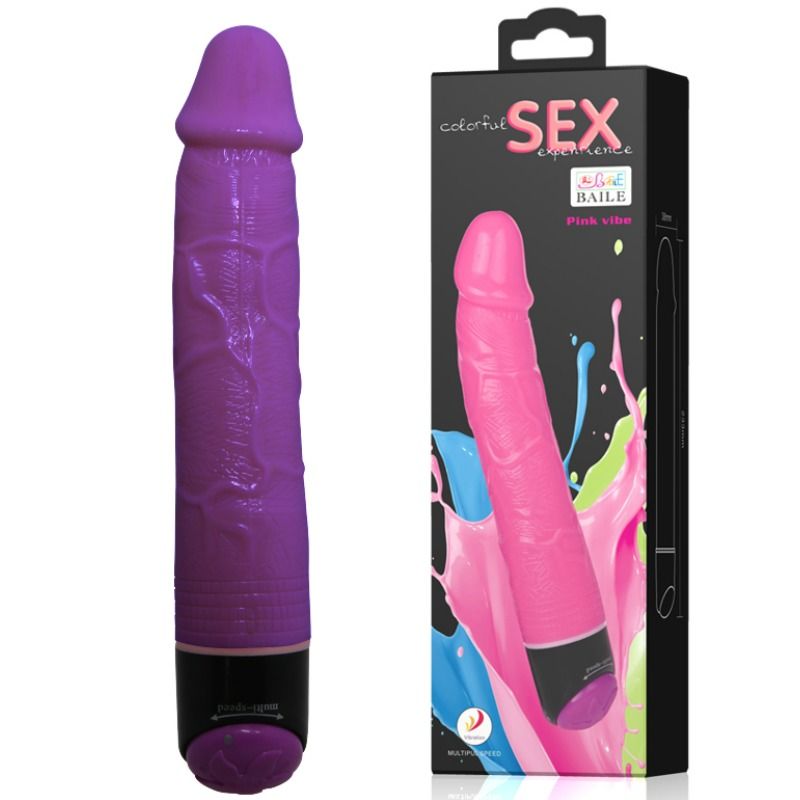 BAILE - COLORFUL SEX VIBRADOR REALISTA LILÁS 23 CM - Sex Shop Sexy