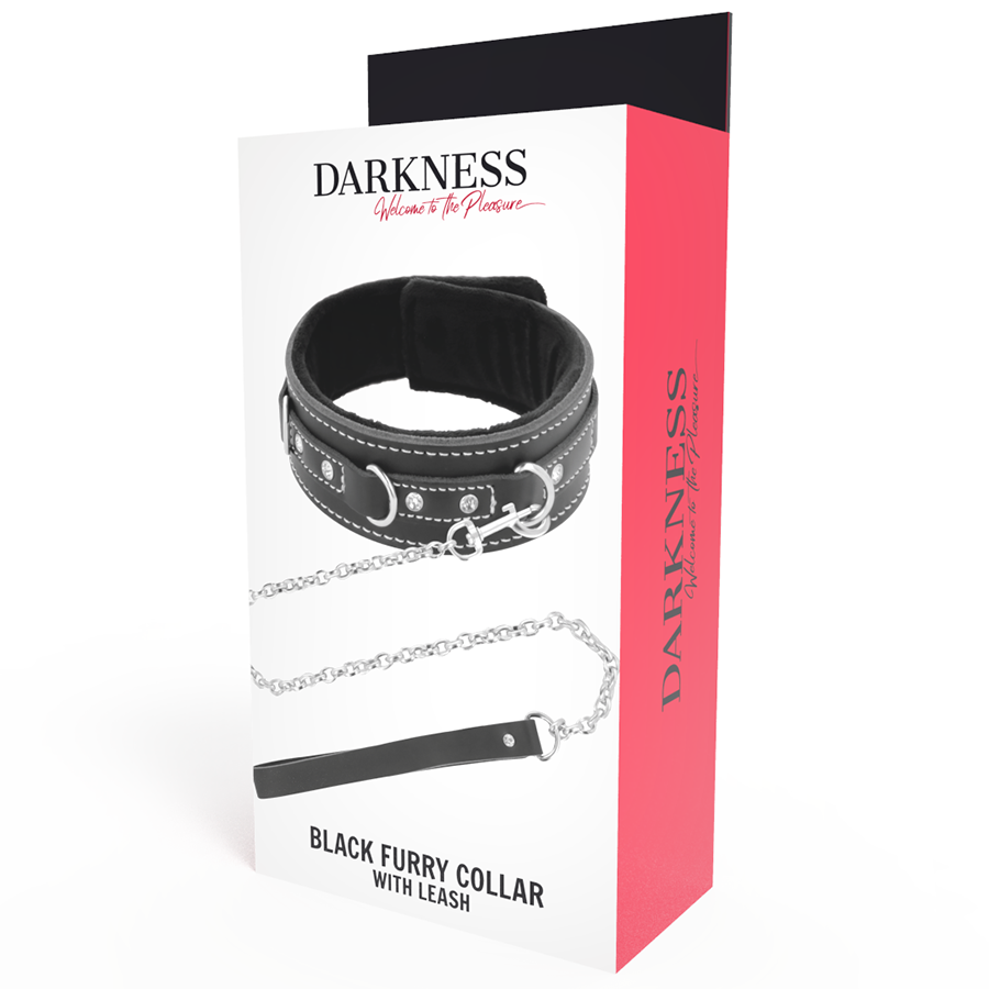 DARKNESS - COLLAR DE COURO DE ALTA CALIDAD COM TRELA
