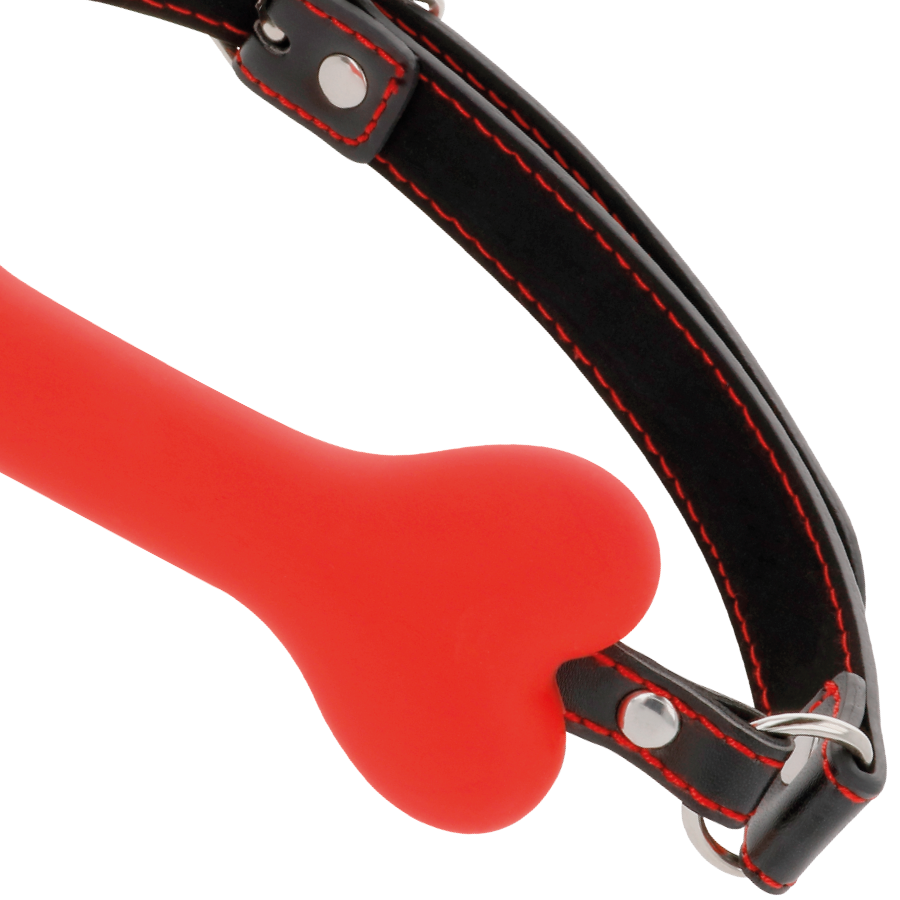 OSCURIDAD - MORDAÇA DE SILICONE DE OSSO VERMELHO