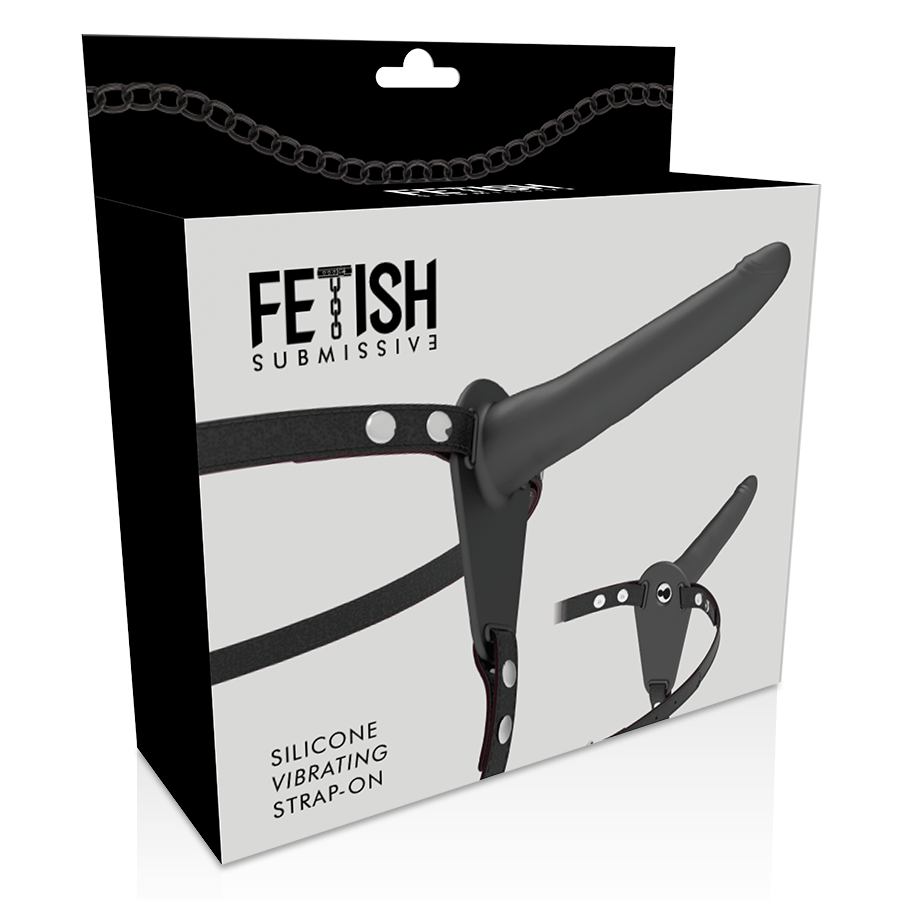 ARNÉS FETISH SUBMISSIVE - VIBRADOR SILICONA NEGRO 15 CM